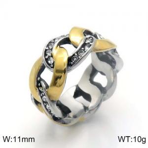 Stainless Steel Stone&Crystal Ring - KR91366-GC