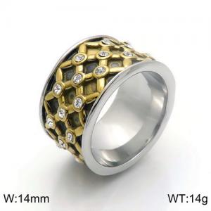 Stainless Steel Stone&Crystal Ring - KR91367-GC