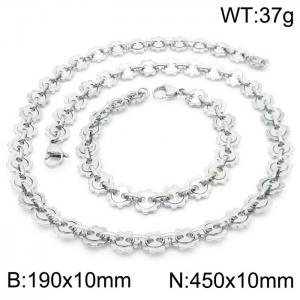 European and American Fashion Personality Men's Stainless Steel Silver Gear Chain Jewelry Set - KS192143-Z