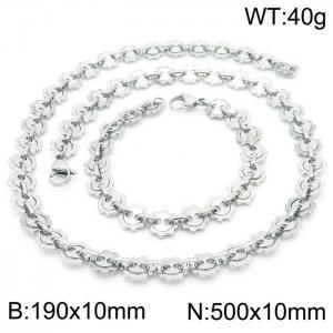 European and American Fashion Personality Men's Stainless Steel Silver Gear Chain Jewelry Set - KS192144-Z