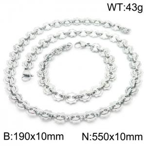 European and American Fashion Personality Men's Stainless Steel Silver Gear Chain Jewelry Set - KS192145-Z
