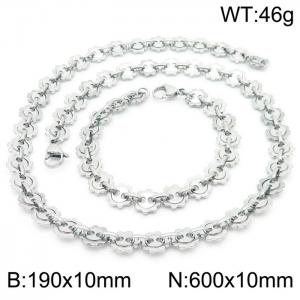 European and American Fashion Personality Men's Stainless Steel Silver Gear Chain Jewelry Set - KS192146-Z