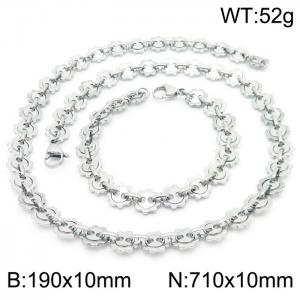 European and American Fashion Personality Men's Stainless Steel Silver Gear Chain Jewelry Set - KS192148-Z