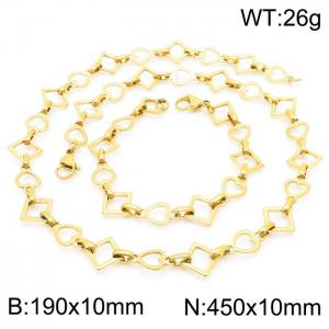 Popular handmade women's gold-plated heart-shaped geometric bracelet necklace set in Japan and South Korea - KS192164-Z