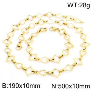 Popular handmade women's gold-plated heart-shaped geometric bracelet necklace set in Japan and South Korea - KS192165-Z