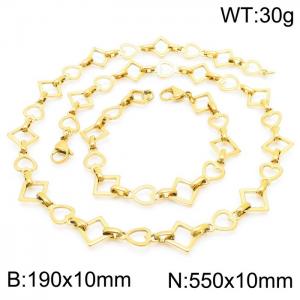Popular handmade women's gold-plated heart-shaped geometric bracelet necklace set in Japan and South Korea - KS192166-Z