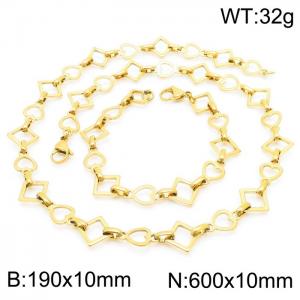Popular handmade women's gold-plated heart-shaped geometric bracelet necklace set in Japan and South Korea - KS192167-Z