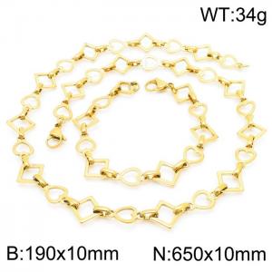 Popular handmade women's gold-plated heart-shaped geometric bracelet necklace set in Japan and South Korea - KS192168-Z