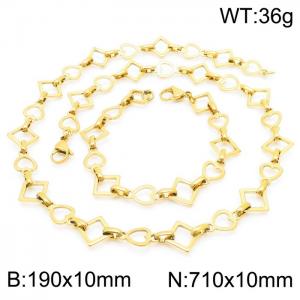 Popular handmade women's gold-plated heart-shaped geometric bracelet necklace set in Japan and South Korea - KS192169-Z