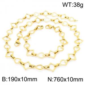 Popular handmade women's gold-plated heart-shaped geometric bracelet necklace set in Japan and South Korea - KS192170-Z