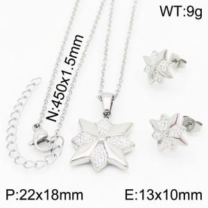 Geometric Jewelry Set Women Stainless Steel Necklace & Earring Silver Color - KS194365-K
