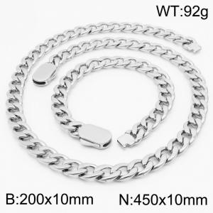 Classic 316L Stainless Steel Cuban Link Chain Jewelry Sets For Men Necklace Bracelets - KS197049-Z