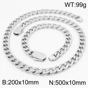 Classic 316L Stainless Steel Cuban Link Chain Jewelry Sets For Men Necklace Bracelets - KS197050-Z