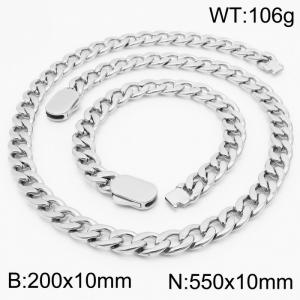 Classic 316L Stainless Steel Cuban Link Chain Jewelry Sets For Men Necklace Bracelets - KS197051-Z