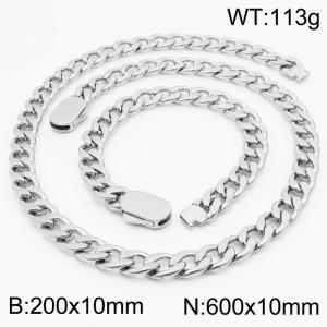 Classic 316L Stainless Steel Cuban Link Chain Jewelry Sets For Men Necklace Bracelets - KS197052-Z