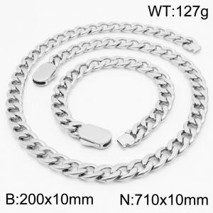 Classic 316L Stainless Steel Cuban Link Chain Jewelry Sets For Men Necklace Bracelets - KS197054-Z