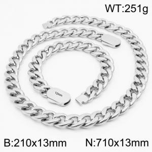 Heavy Stainless Steel Bracelets Necklace Cuban Link Chian Jewelry Sets For Men - KS197068-Z