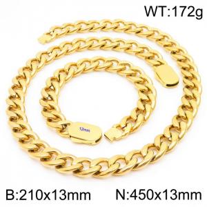 316L Stainless Steel Heavy Jewelry Sets Cuban Link Chain Neckalce Bracelets - KS197070-Z