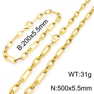 Men's and women's minimalist stainless steel geometric chain bracelet Necklace set - KS197597-Z