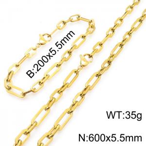 Men's and women's minimalist stainless steel geometric chain bracelet Necklace set - KS197599-Z