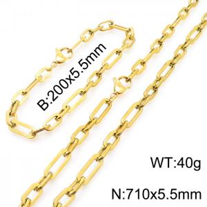 Men's and women's minimalist stainless steel geometric chain bracelet Necklace set - KS197601-Z