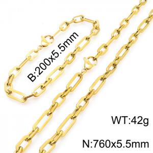 Men's and women's minimalist stainless steel geometric chain bracelet Necklace set - KS197602-Z