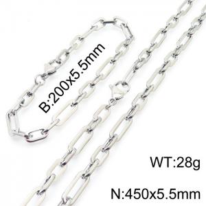 Men's and women's minimalist stainless steel geometric chain bracelet Necklace set - KS197603-Z