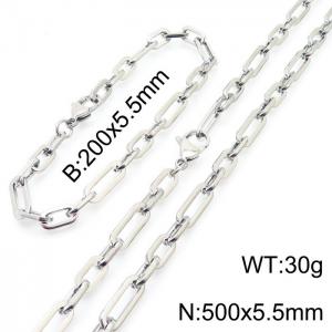 Men's and women's minimalist stainless steel geometric chain bracelet Necklace set - KS197604-Z