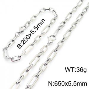 Men's and women's minimalist stainless steel geometric chain bracelet Necklace set - KS197607-Z