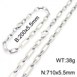 Men's and women's minimalist stainless steel geometric chain bracelet Necklace set - KS197608-Z