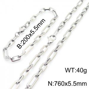 Men's and women's minimalist stainless steel geometric chain bracelet Necklace set - KS197609-Z