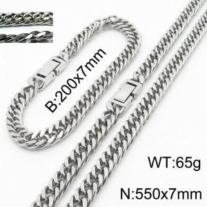Korean version unisex encrypted riding crop Chain jewelry buckle bracelet necklace is an accessory set - KS198395-ZZ