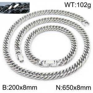 Simple ins style men's encrypted riding crop Chain Jewelry buckle bracelet necklace Stainless steel ornament set - KS198551-ZZ