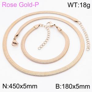 Stainless steel 180x5mm&450x5mm snake chain with extended chain classic rose gold chain sets - KS200376-Z