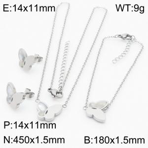 Personalized design of French stainless steel butterfly inlaid shell accessories women's three-piece set - KS200624-KFC