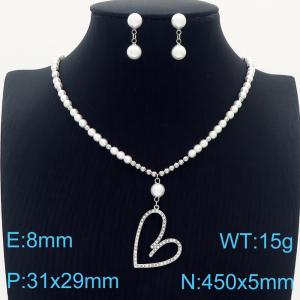 Fashion women's hollow peach heart pearl necklace - KS200626-KFC