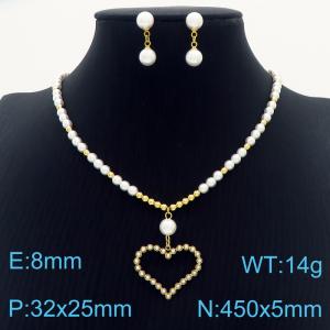 Fashion women's hollow peach heart pearl necklace - KS200627-KFC