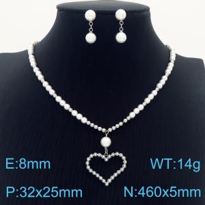 Fashion women's hollow peach heart pearl necklace - KS200628-KFC