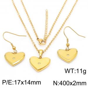 French inlaid zircon heart-shaped stainless steel women's ear hook necklace - KS201280-KPD