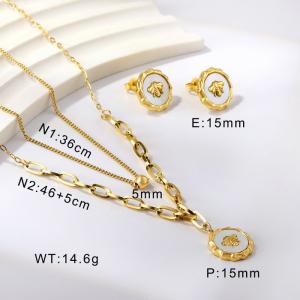 Stainless steel minimalist style special circular shell bee classic accessories gold set - KS201282-WGSA