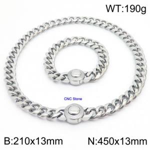210x13mm&450x13mm hip-hop style stainless steel Cuban chain CNC circular snap set - KS203244-Z
