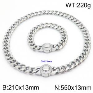 210x13mm&550x13mm hip-hop style stainless steel Cuban chain CNC circular snap set - KS203246-Z