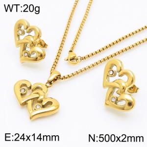 Minority vacuum plating gold inlaid diamond heart stainless steel lady - KS204898-KFC