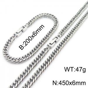 Minimalist and fashionable 6mm whip chain with jewelry buckle, bracelet necklace, two-piece set - KS204998-ZZ