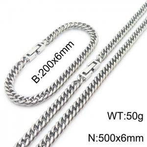 Minimalist and fashionable 6mm whip chain with jewelry buckle, bracelet necklace, two-piece set - KS204999-ZZ