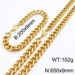 Stainless Steel Cuban Necklace Bracelet Set for Men and Women - KS216230-Z