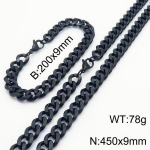 Stainless Steel Cuban Necklace Bracelet Set for Men and Women - KS216233-Z