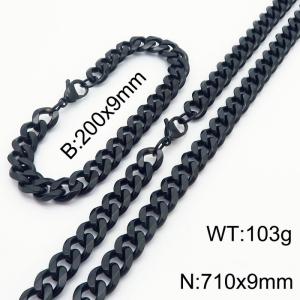 Stainless Steel Cuban Necklace Bracelet Set for Men and Women - KS216238-Z