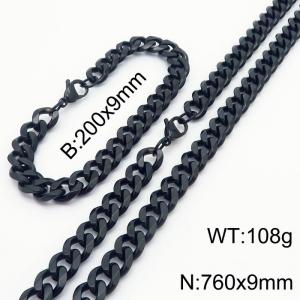 Stainless Steel Cuban Necklace Bracelet Set for Men and Women - KS216239-Z