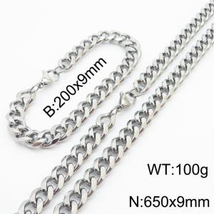Stainless Steel Cuban Necklace Bracelet Set for Men and Women - KS216244-Z
